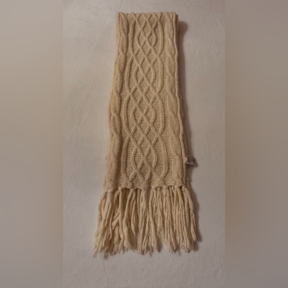 Old Navy Cream Knit Scarf with Fringe